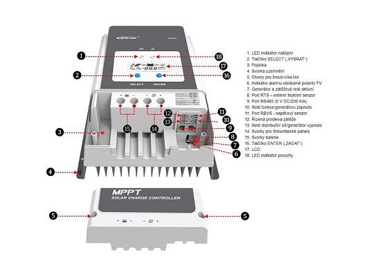 Solární regulátor MPPT EPever 150VDC/100A 10415AN - 12/24/48V