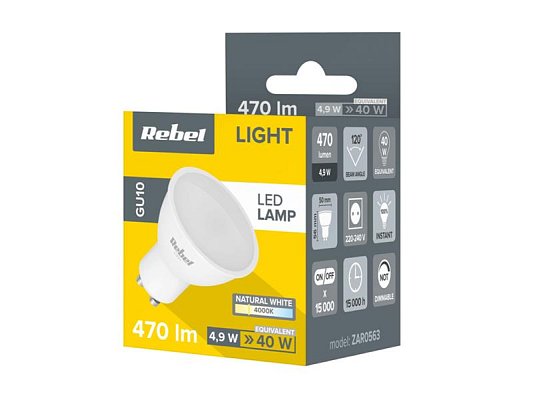 Žárovka LED GU10 5W REBEL bílá přírodní ZAR0563