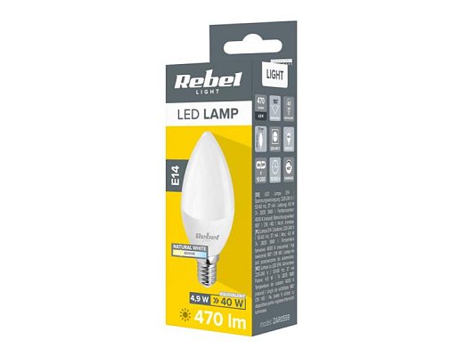 Žárovka LED E14 5W REBEL bílá přírodní ZAR0559