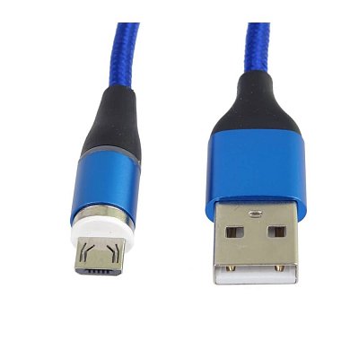 Kabel s magnetickými koncovami USB 3.1 konektor C vidlice/MicroUSB 2.0 vidlice - USB 3.0  A vidlice, modrý, 1m