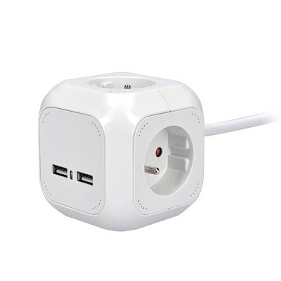 Prodlužovací přívod 4 zásuvky 2m SOLIGHT PP145USB kostka
