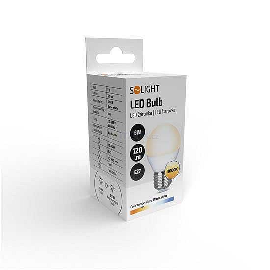 Žárovka LED E27 8W miniGLOBE bílá teplá SOLIGHT WZ424-1