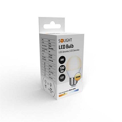 Žárovka LED E27 8W miniGLOBE bílá teplá SOLIGHT WZ424-1