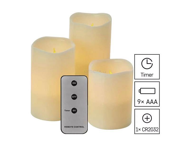 LED dekorace – vosková svíčka EMOS DCCV07 sada 3 ks