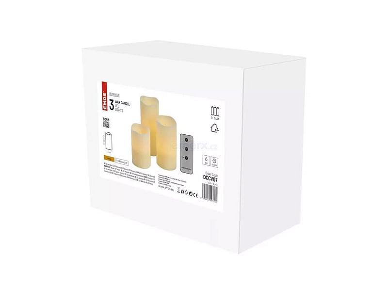 LED dekorace – vosková svíčka EMOS DCCV07 sada 3 ks