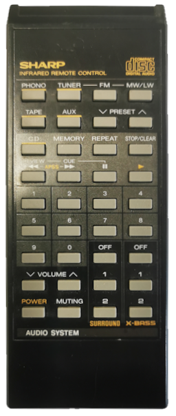 Sharp CD-302, RRMCG0165AFSA originální dálkový ovladač - použitý