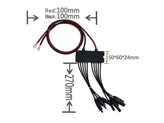 Kabel MC4 paralelní propojení solárních panelů 5x MC-4 IN - 1x OUT
