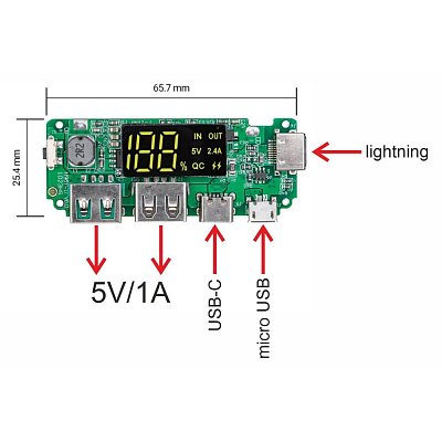 Modul powerbanky s LED displejem