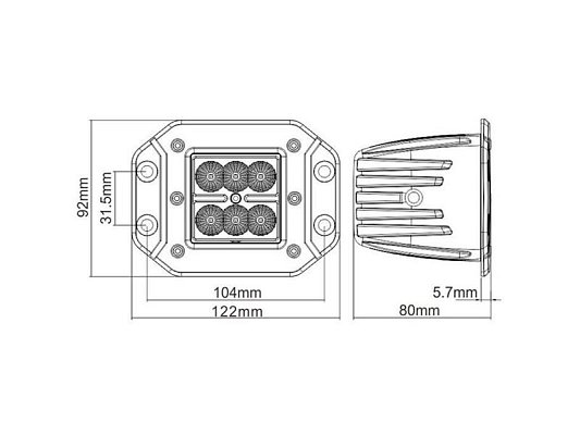 Světlo na pracovní stroje LED T761A, 10-30V/18W k montáži do nárazníku