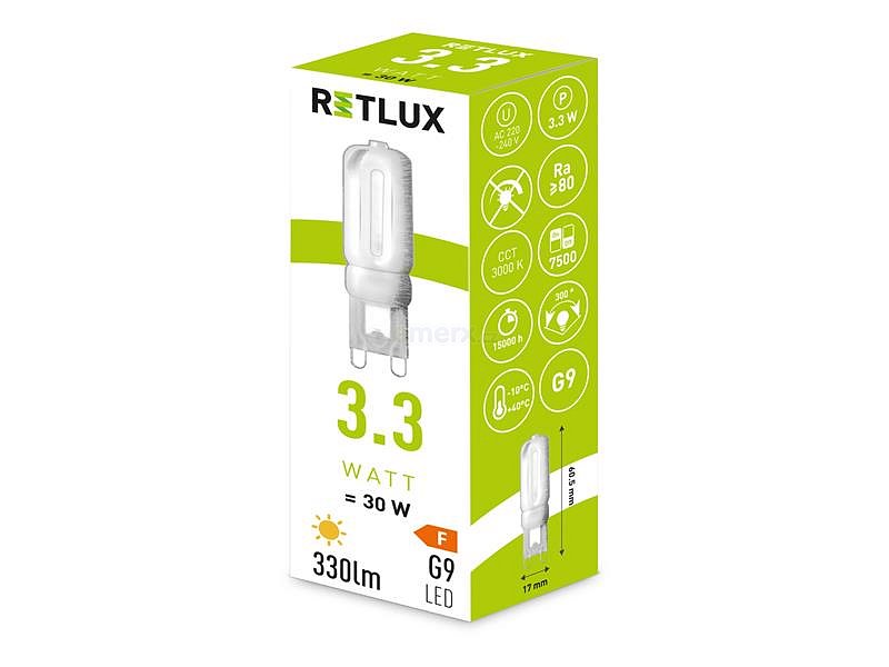 Žárovka LED G9 3,3W bílá teplá RETLUX RLL 460