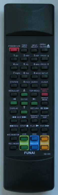 Funai NB305 neoriginální dálkový ovladač  DVD+VCR combo HDR-D2835, HDR-D2835D