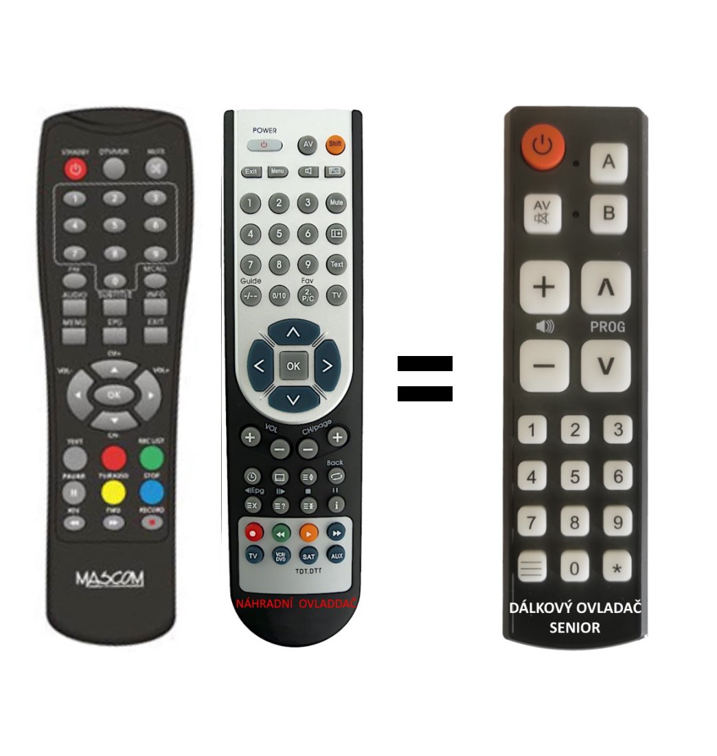 Remote control for Mascom MC550T, Gogen DVB-T137TU, replacement, different appearance.