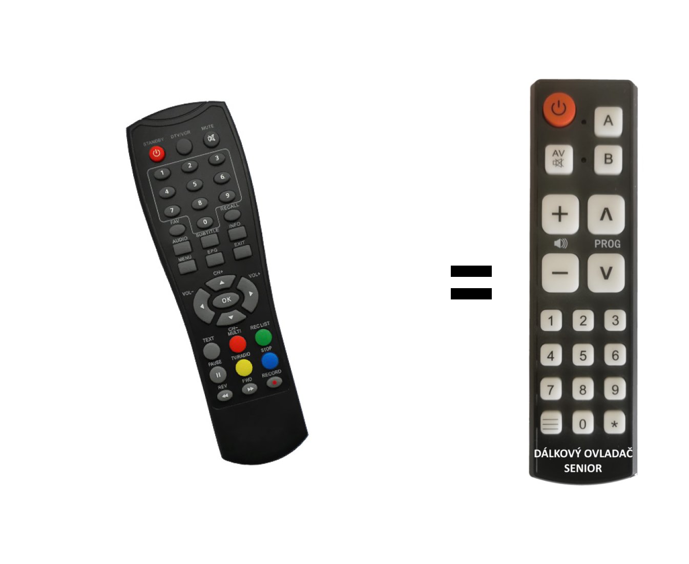 Mascom MC550T, MC550, MC525T, MC510T, Optex ORT8841, Gogen DVB-T137TU replacement remote control for the elderly