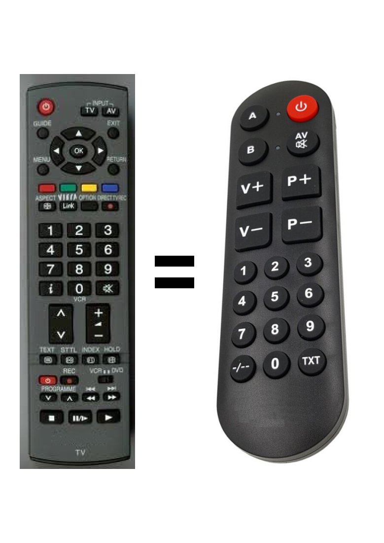 Panasonic N2QAYB000222 replacement remote control for seniors