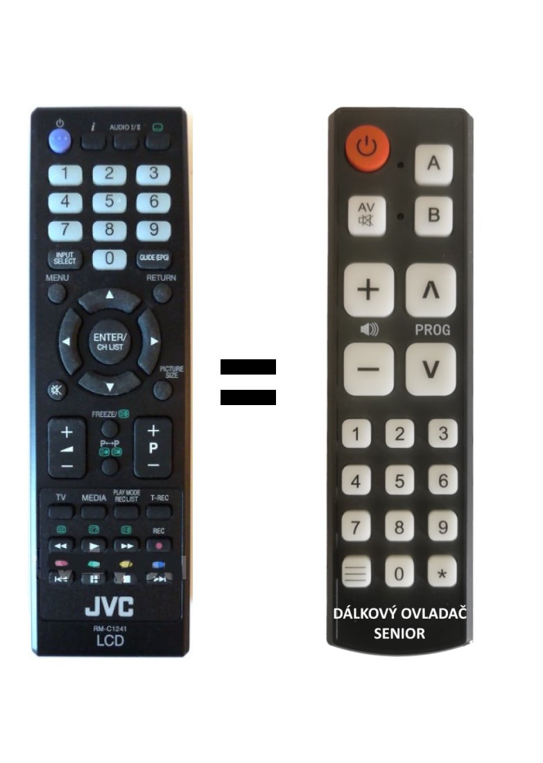 JVC RM-C1241, RM-C1232 replacement remote control for seniors