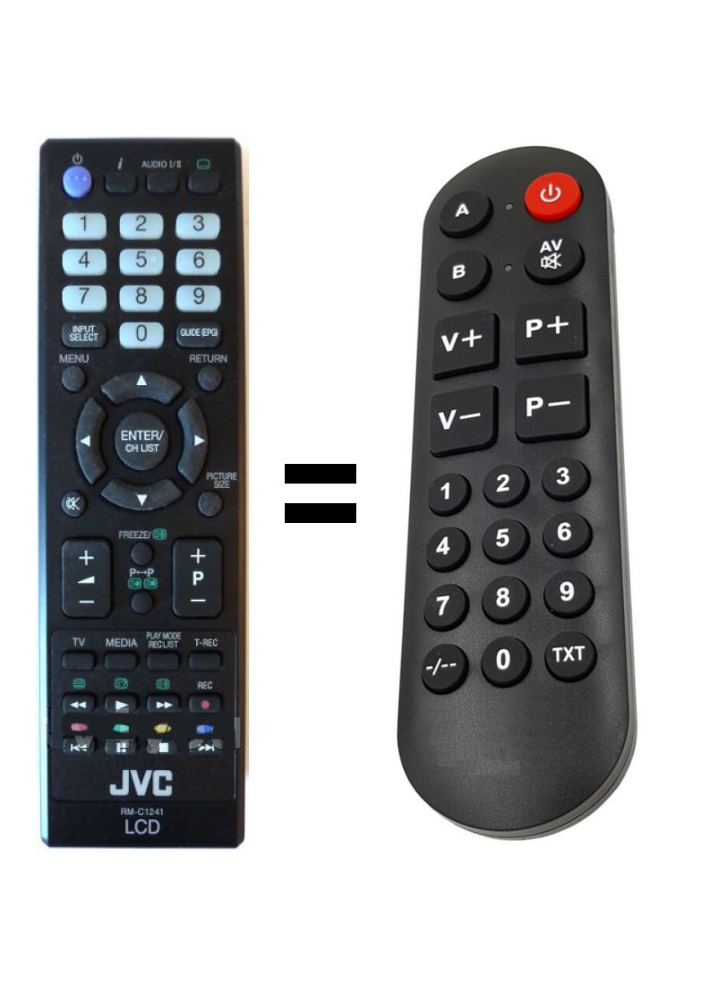 JVC RM-C1241, RM-C1232 replacement remote control for seniors