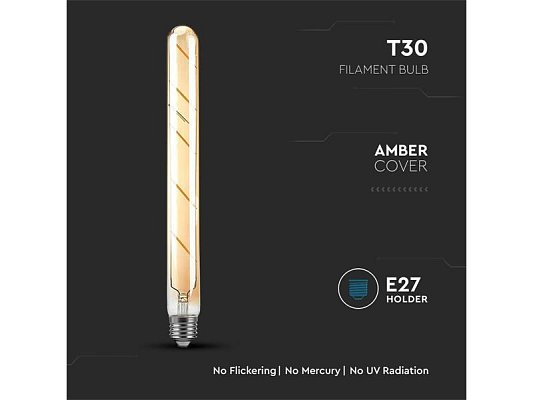 Žárovka Filament LED E27 5W T30 bílá teplá V-TAC VT-2005 Amber