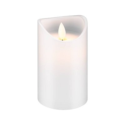 LED vosková svíčka s imitací plamene, 12,5cm x 7,5cm, bílá, časovač