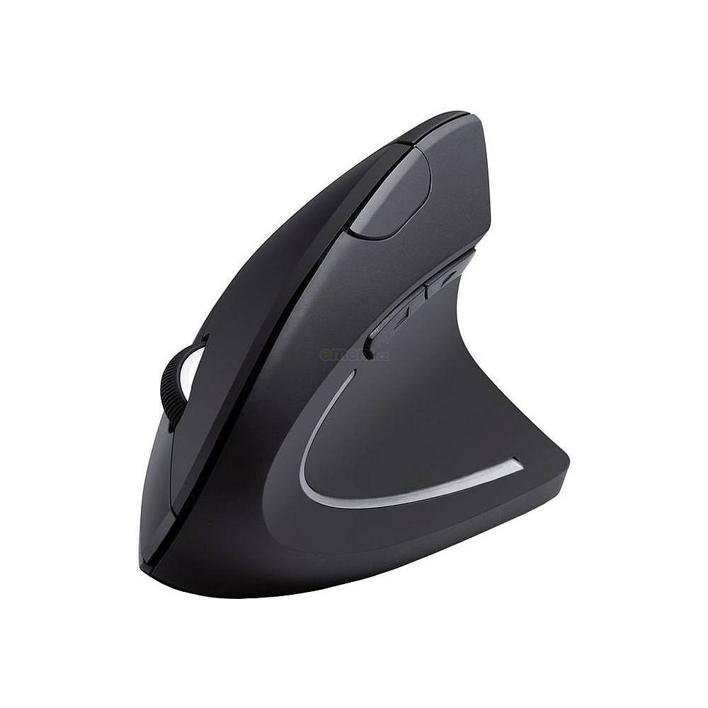 Bezdrátová ergonomická optická myš, vertikální, DPI tlačítko 800/1200/1600, černá