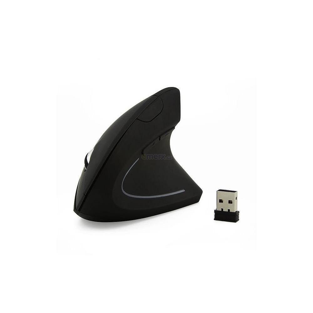 Bezdrátová ergonomická optická myš, vertikální, DPI tlačítko 800/1200/1600, černá