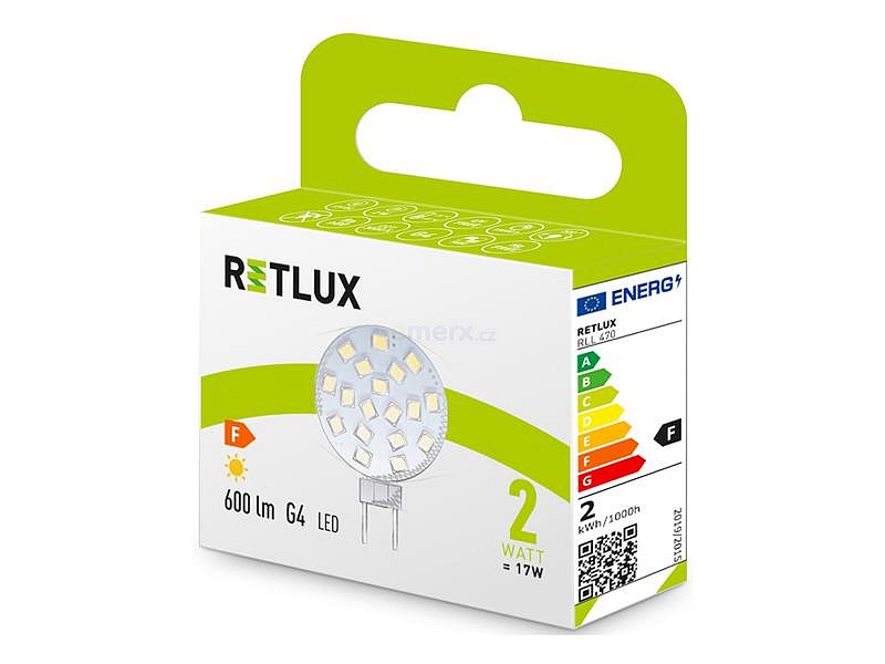 Žárovka LED G4 2W bílá teplá RETLUX RLL 470