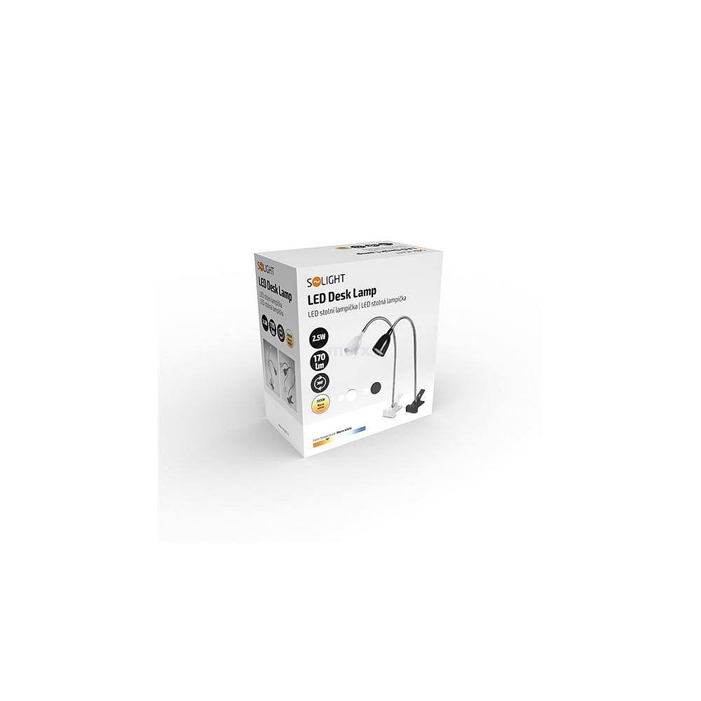 LED stolní lampička, 2.5W, 3000K, clip, černá barva