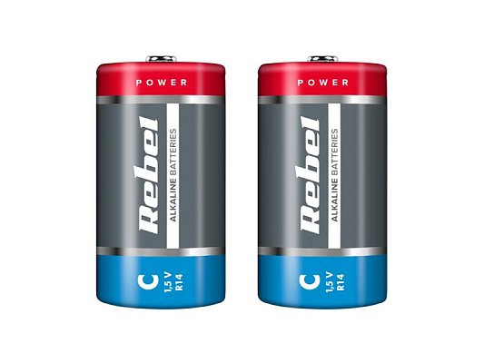 Baterie C (R14) alkalická REBEL Alkaline 2ks / shrink BAT0063