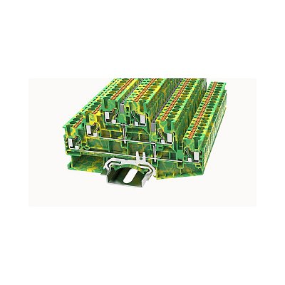 Pružinová svorkovnice na DIN lištu, zeleno/žlutá