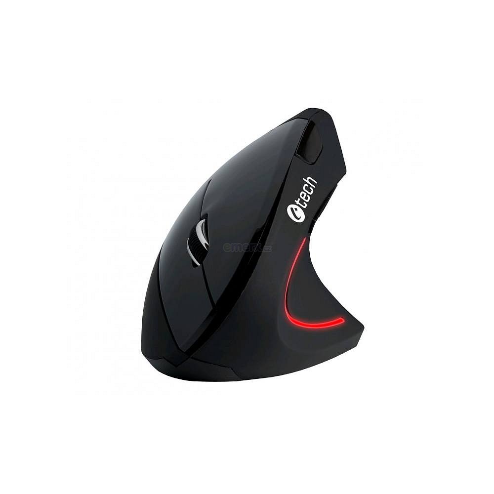 Bezdrátová ergonomická optická myš, DPI tlačítko 800/1200/1600,  černá 