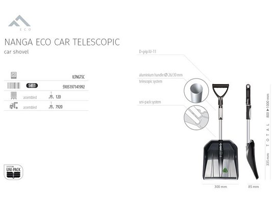 Hrablo na sníh NANGA ECO Car Telescopic matně černé