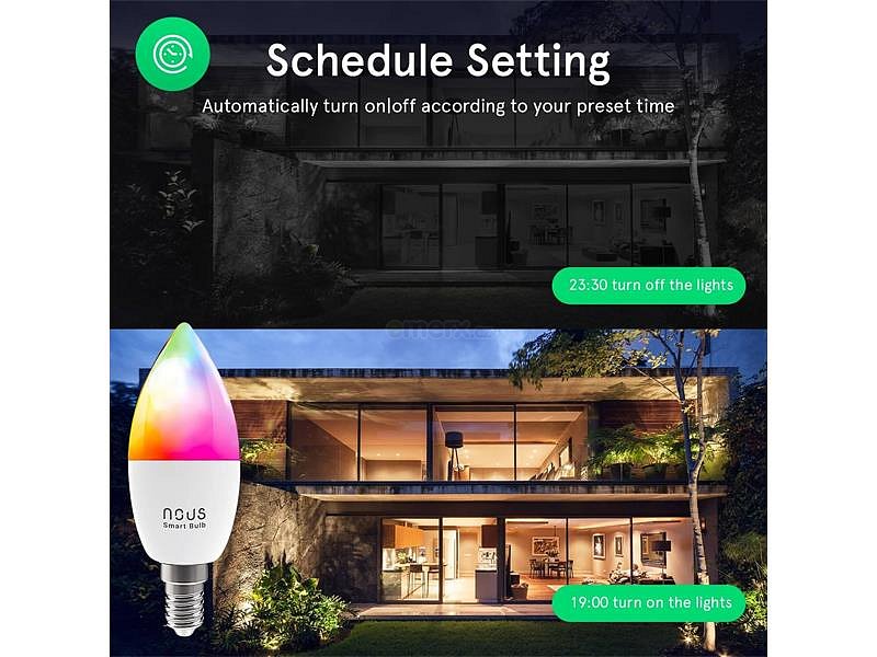 Smart LED žárovka E14 4,5W RGB NOUS P4/4pack WiFi Tuya sada 4ks