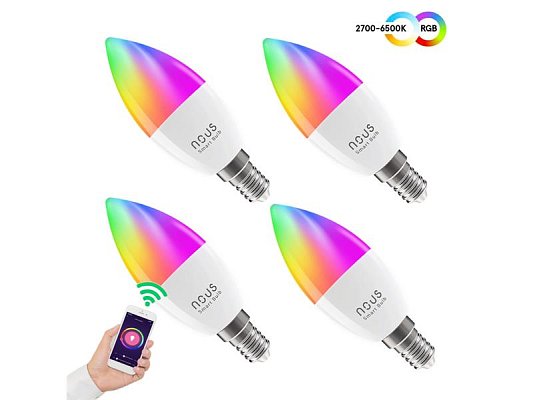 Smart LED žárovka E14 4,5W RGB NOUS P4/4pack WiFi Tuya sada 4ks