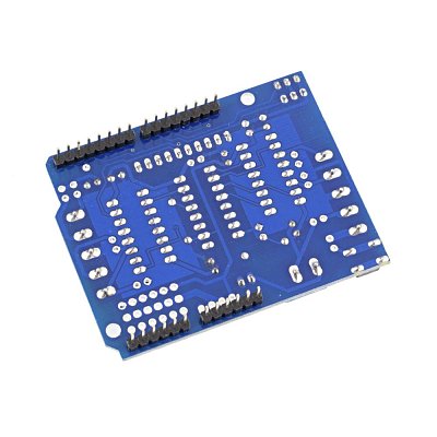 Shield pro řízení 2 krokových nebo 4 DC motorů. Obsahuje 4 H-můstky (každý 0,6A); tepelnou ochranu; Uin 5V až 36V.