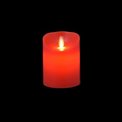 LED vosková svíčka, imitace plamene, 10cm x 7,5cm, červená