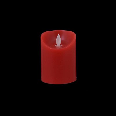 LED vosková svíčka, imitace plamene, 10cm x 7,5cm, červená