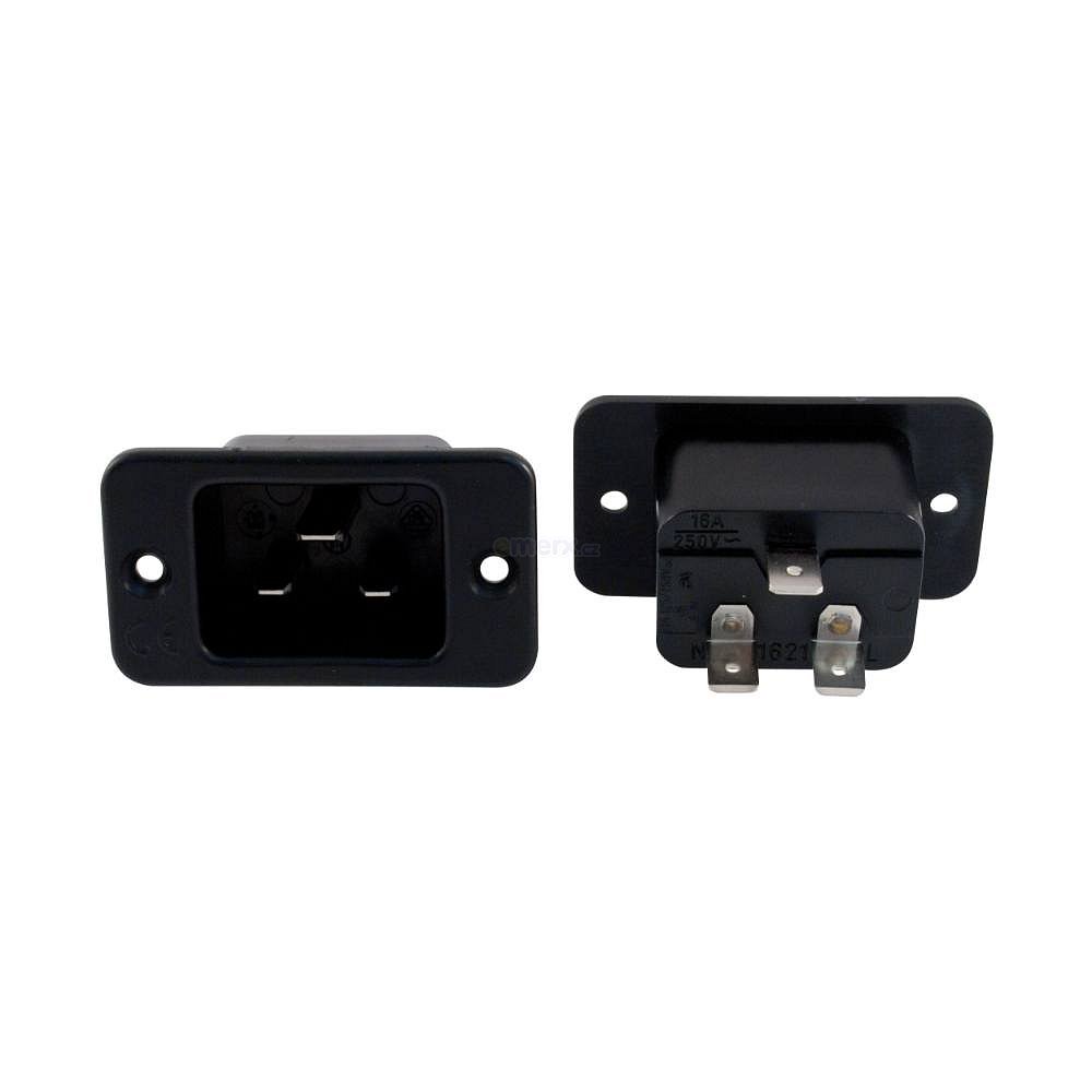 Konektor IEC C20, vidlice do panelu, 16A/250VAC