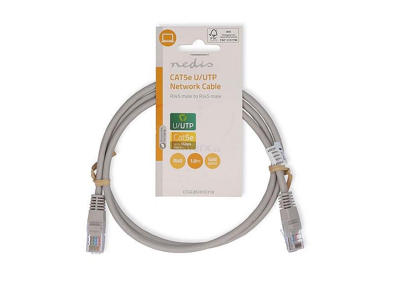 Kabel UTP RJ45/RJ45 Cat5e 1m NEDIS CCGL85101GY10