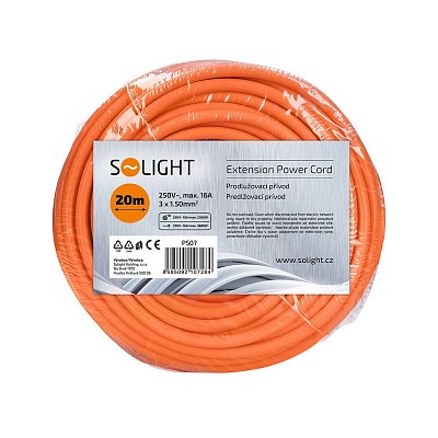 Prodlužovací kabel 3 x 1,5mm2, 230V, 20m, 1x zásuvka, oranžový
