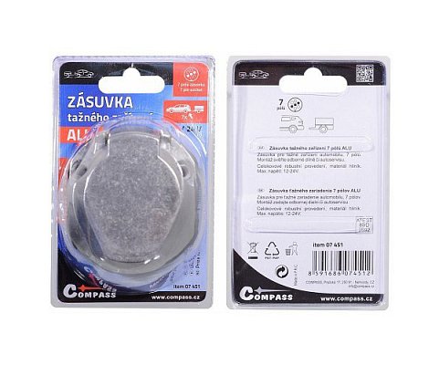 Zásuvka tažného zařízení 7 pólů COMPASS 07451 Alu
