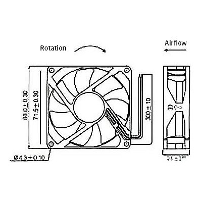 Ventilátor 80x80x25mm 12V/0,15A 2500 ot/min