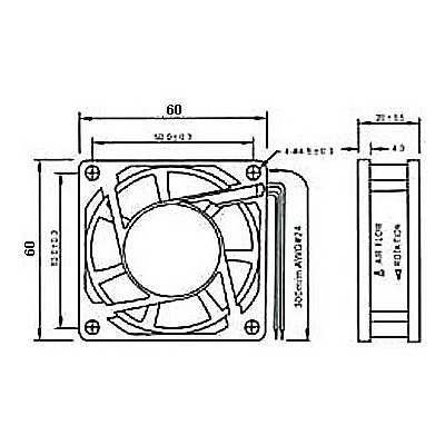 Ventilátor 60x60x20mm 12V/0,13A 3900 ot/min