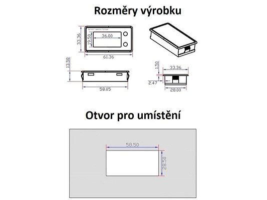 Panelové měřidlo - indikátor baterie 8-100V STU 34589a