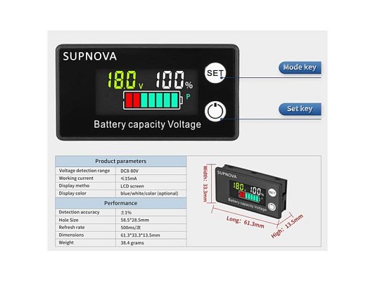 Panelové měřidlo - indikátor baterie 8-100V STU 34589a