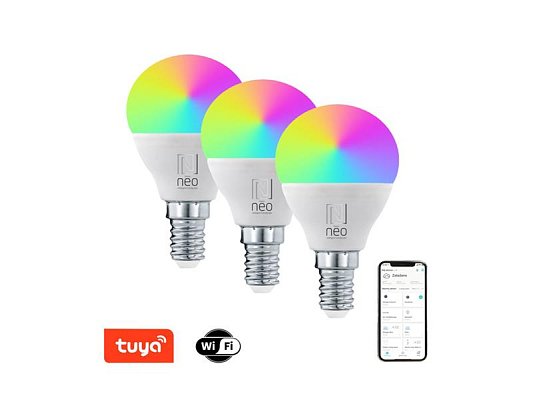 Smart LED žárovka E14 6W RGB+CCT IMMAX NEO Lite 07745C WiFi Tuya sada 3ks