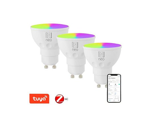 Smart LED žárovka GU10 4,8W RGB+CCT IMMAX NEO 07777C ZigBee Tuya sada 3ks