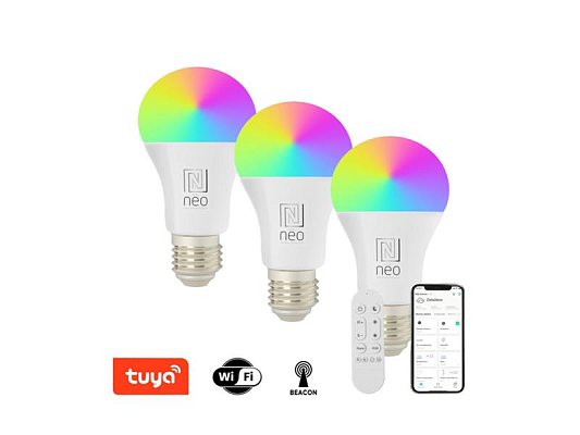 Smart LED žárovka E27 11W RGB+CCT IMMAX NEO 07733CDO WiFi Tuya sada 3ks