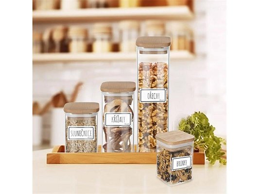 Dóza ORION sklo/bambus 0,61l hranatá