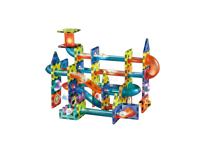 Stavebnice kuličkodráha TEDDIES magnetická 110ks