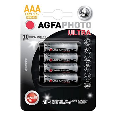 Baterie AAA (LR03) alkalická AGFAPHOTO Ultra 4ks / blistr
