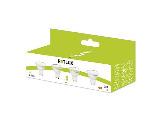 Žárovka LED GU10 5W bílá teplá RETLUX REL 37 4ks